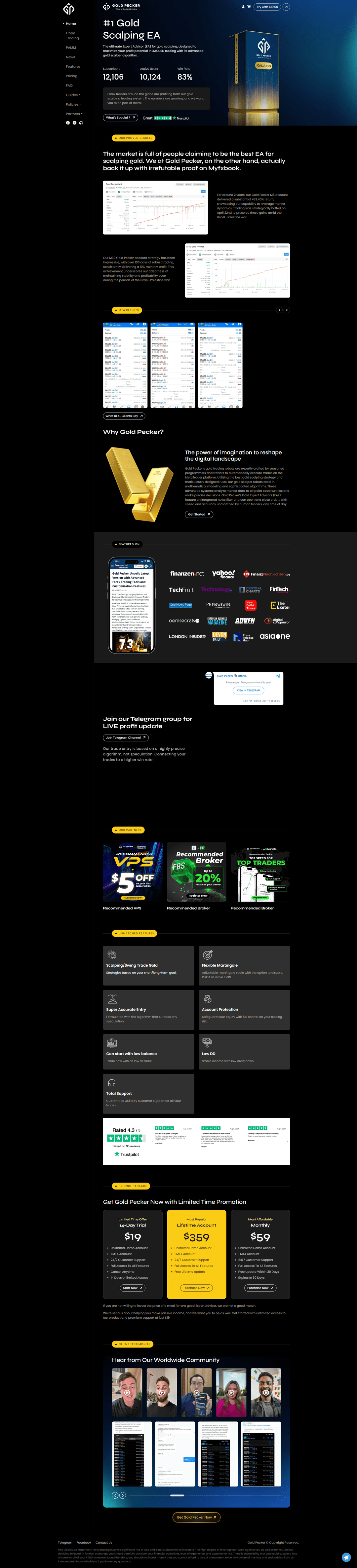 Screenshot of goldpecker.com