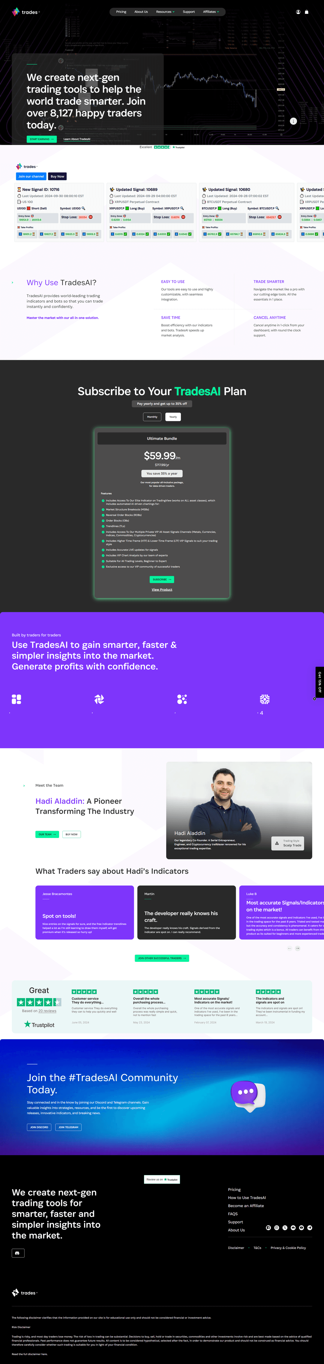 Screenshot of tradesai.com
